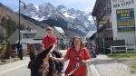 Image: Two members of Group 101 (Doncaster) enjoy a donkey ride in Pyrenean resort of Gavarnie during the HCPT Easter 2023 pilgrimage to Lourdes